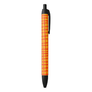 Bold Orange and Red Check Pattern Trendy Smooth Black Ink Pen