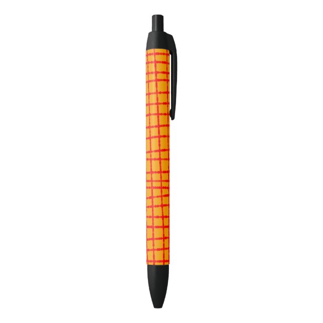 Bold Orange and Red Check Pattern Trendy Smooth Black Ink Pen (Bottom (Vertical))