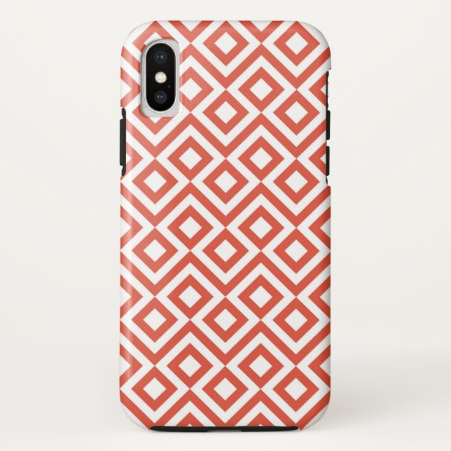 Bold Orange and White Geometric Meander Case-Mate iPhone Case (Back)