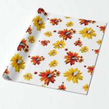 Bold Orange and Yellow Flower with Butterflies