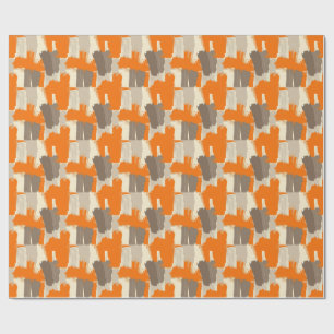 Bold Orange Artisan Brush Strokes Abstract  Wrapping Paper