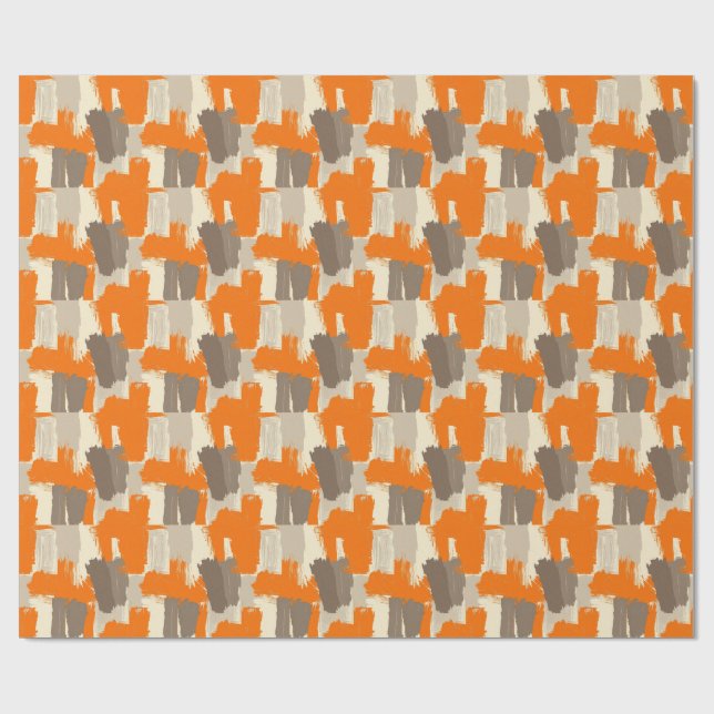 Bold Orange Artisan Brush Strokes Abstract  Wrapping Paper (Flat)