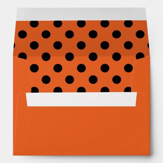 Bold Orange & Black Polka Dot Engagement  Envelope (Back (Bottom))