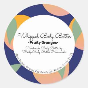 Bold Orange Body Butter Bath Branding Packaging Classic Round Sticker