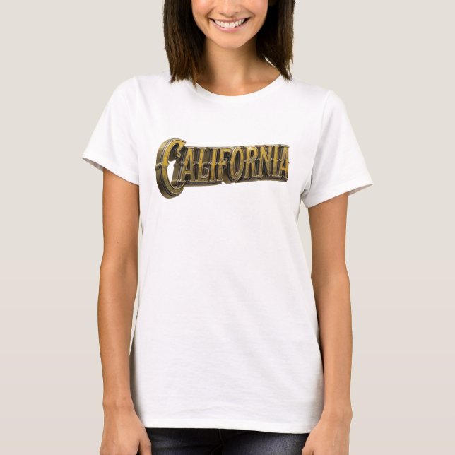 Bold Orange CALIFORNIA Text Design T-Shirt (Front)
