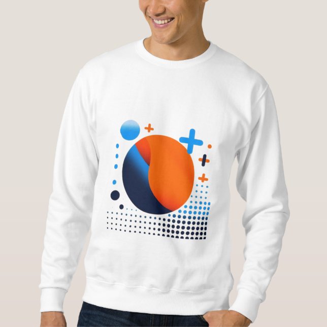 Bold Orange Circle & Blue Dots Geometric tshirt (Front)