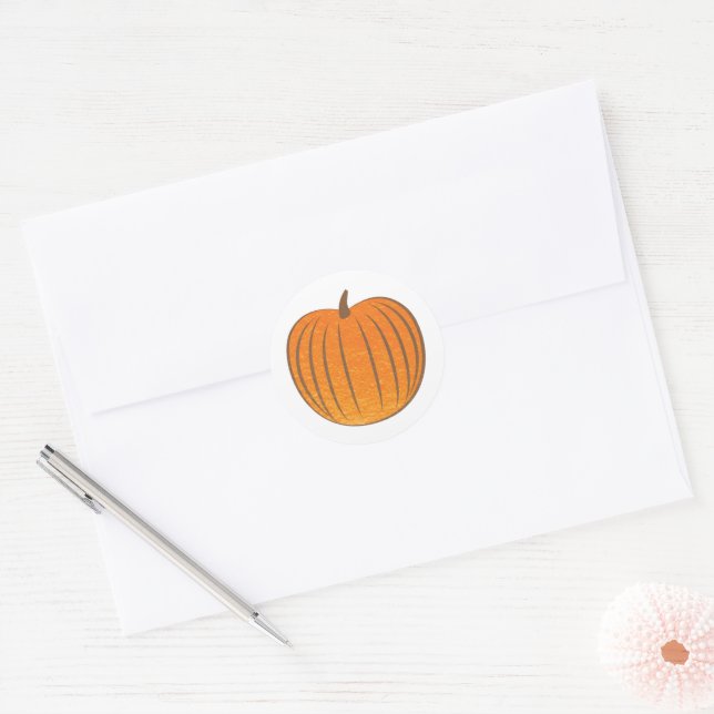 Bold Orange Faux Foil Pumpkin Fall Envelope Seal  (Envelope)