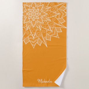 Bold Orange Floral Summer Beach Towel