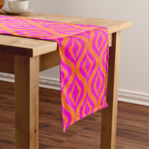Bold Orange Hot Pink Summer Ikat Ogee Art Pattern