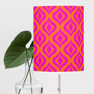Bold Orange Hot Pink Summer Ikat Ogee Art Pattern Table Lamp