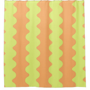 Bold Orange Lime Wavy Stripe Modern Bathroom Decor