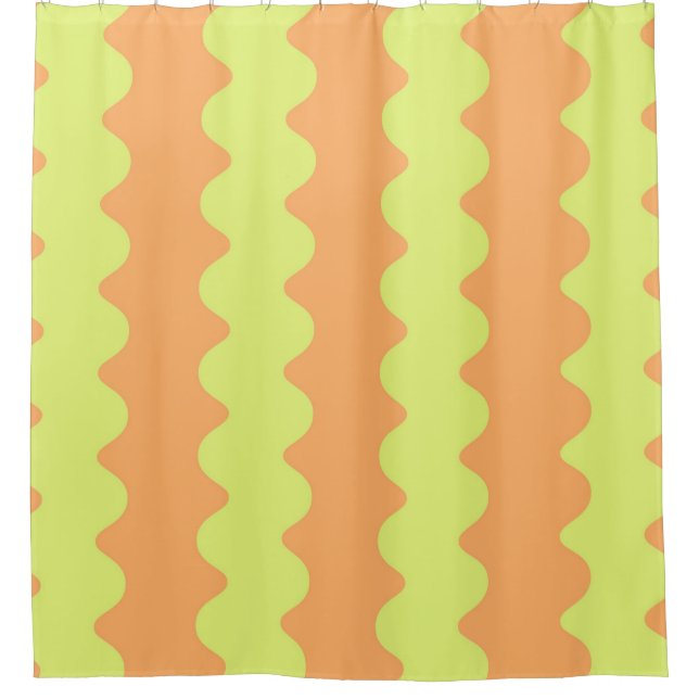 Bold Orange Lime Wavy Stripe Modern Bathroom Decor (Front)