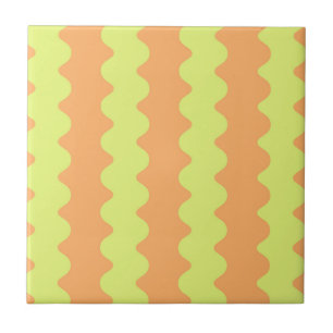 Bold Orange Lime Wavy Stripe Modern Decorative  Tile