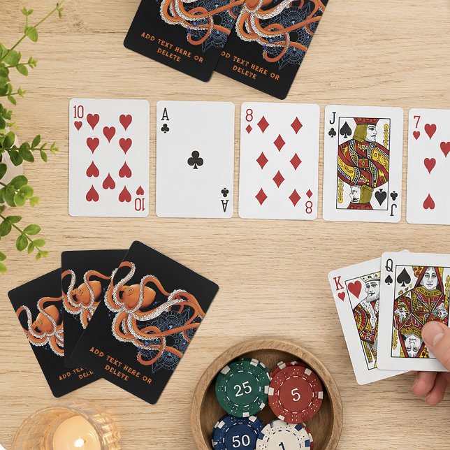 Bold Orange Mesmerizing Octopus Mandala  Playing Cards (Creator Uploaded)