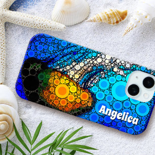 Bold orange ocean jellyfish sea life custom name iPhone 15 case