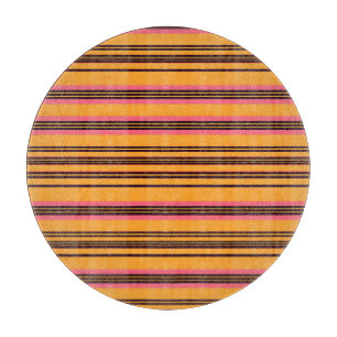 Bold Orange Pink Horizontal Stripe Pattern Cutting Board