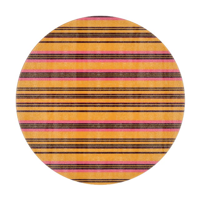 Bold Orange Pink Horizontal Stripe Pattern Cutting Board (Front)