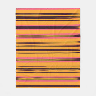 Bold Orange Pink Horizontal Stripe Pattern Fleece Blanket