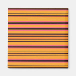 Bold Orange Pink Horizontal Stripe Pattern Magnet