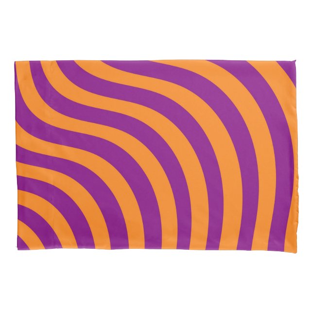 Bold Orange Purple Zebra Stripe Spring Summer  Pillowcase (Front)