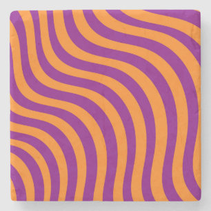 Bold Orange Purple Zebra Stripe Spring Summer  Stone Coaster