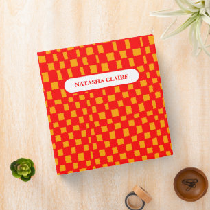 Bold Orange Red Chequered Chequerboard Pattern  Binder