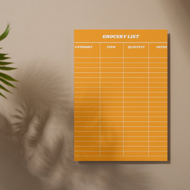 Bold Orange Retro Groovy Grocery List Notepad (Creator Uploaded)