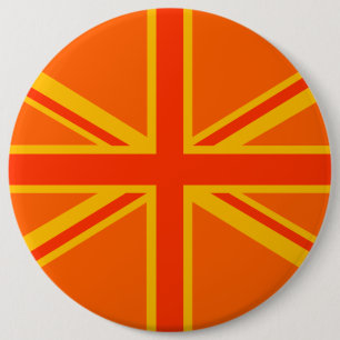 Bold Orange Union Jack British Flag Swag 6 Inch Round Button