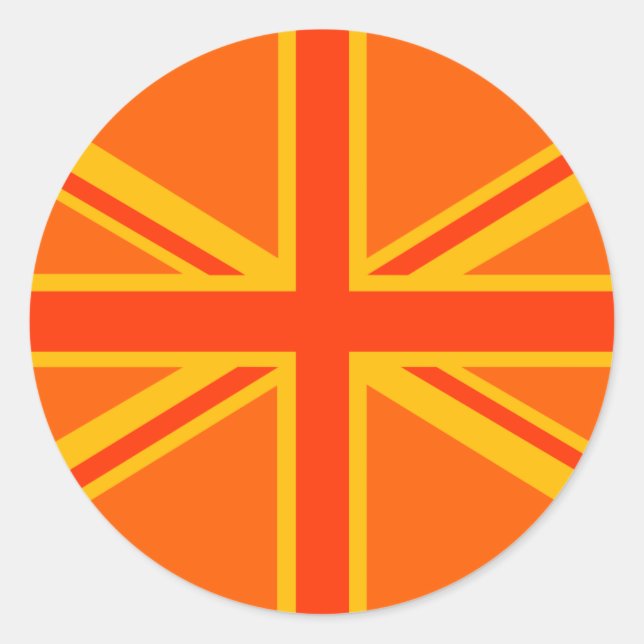 Bold Orange Union Jack British Flag Swag Classic Round Sticker (Front)