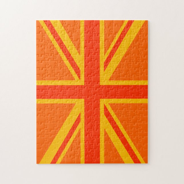 Bold Orange Union Jack British Flag Swag Jigsaw Puzzle (Vertical)