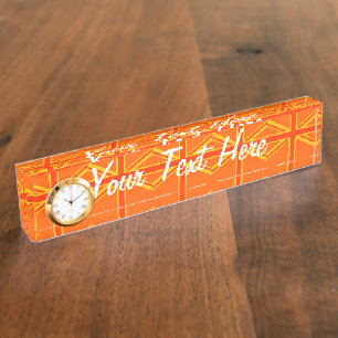 Bold Orange Union Jack British Flag Swag Nameplate