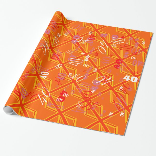 Bold Orange Union Jack British Flag Swag Wrapping Paper (Unrolled)