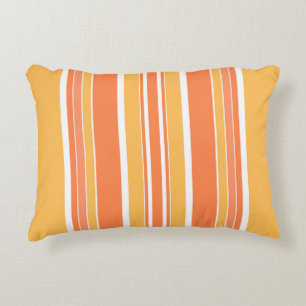 Bold Orange Yellow Stripes Accent Pillow