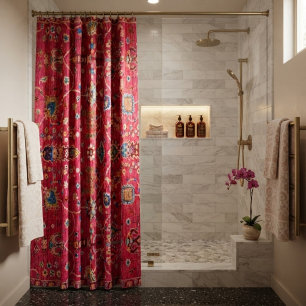 Bold Oriental Rug Vibrant Hot Pink Jewel-Toned 