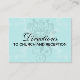bold ornate aqua aquamarine blue damask pattern enclosure card