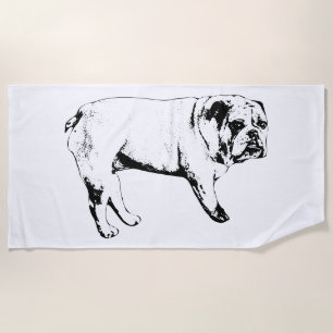 Bold Outline Bulldog Towel