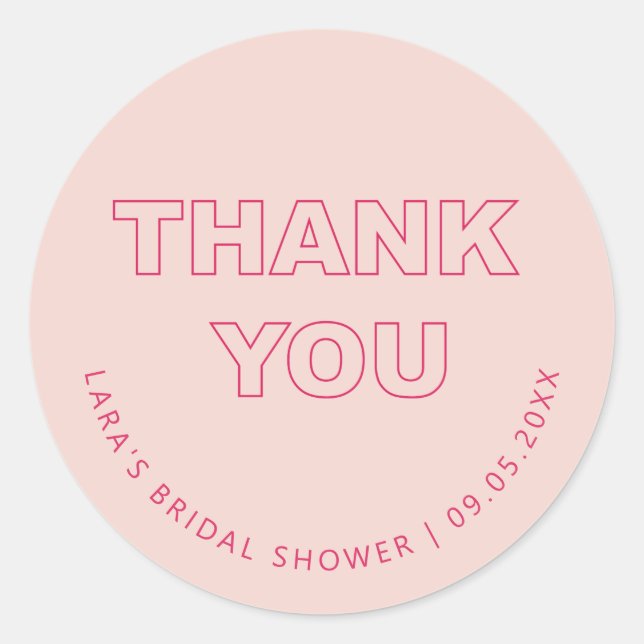 Bold Outline Thank You Sticker Label (Front)