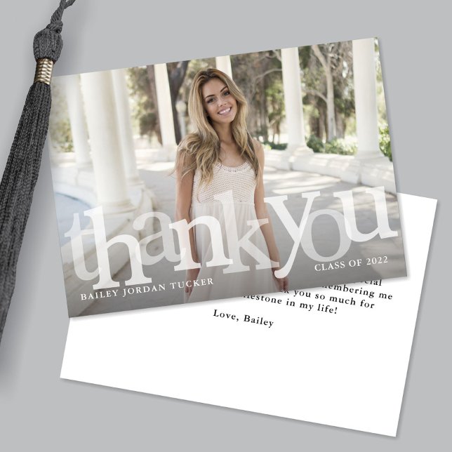 Bold Overlay Graduation Class Year Thank You Card (Creator Uploaded)