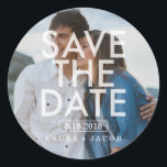 Bold Overlay Photo Save The Date Sticker<br><div class="desc">Design © berryberrysweet.com. Matching items available.</div>