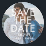 Bold Overlay Photo Save The Date Sticker<br><div class="desc">Design © berryberrysweet.com. Matching items available.</div>