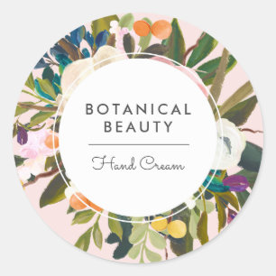 Bold Painted Floral   Blush   Product Business Classic Round Sticker