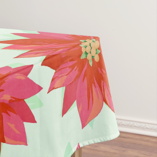 Bold, painted poinsettia Christmas/holiday design Tablecloth (In Situ)