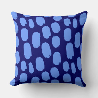 Bold Painted Spots - Baby Blue on Dark Blue 000066 Throw Pillow