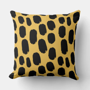 Bold Painted Spots - Black on Amber efc050 Throw Pillow