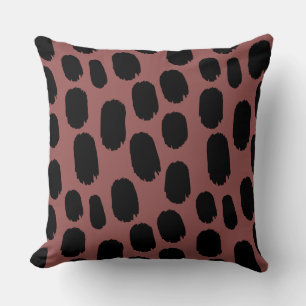 Bold Painted Spots - Black on Brown 955251 Throw Pillow