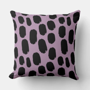Bold Painted Spots - Black on Mauve b38fb1 Throw Pillow