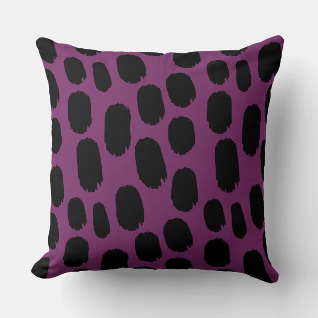 Bold Painted Spots - Black on Wine 752864 Throw Pillow (Front)