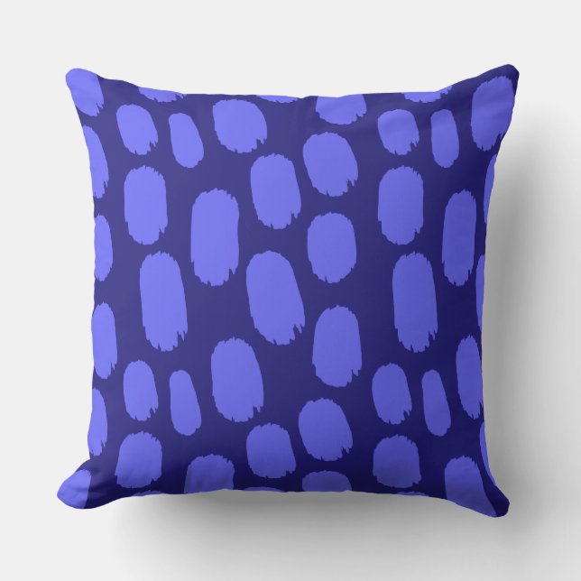 Bold Painted Spots - Electric Blue on Dark Blue Throw Pillow (Front)