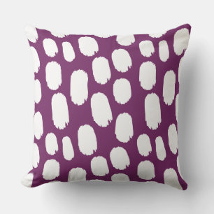 Bold Painted Spots - White on Wine 752864 Throw Pillow