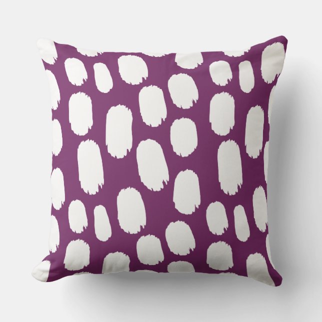 Bold Painted Spots - White on Wine 752864 Throw Pillow (Front)